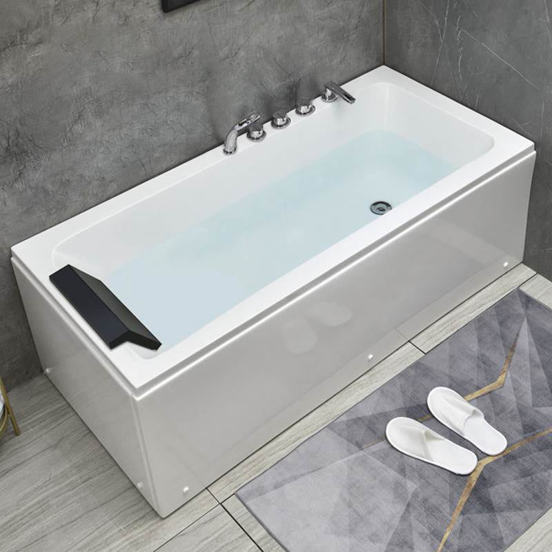 Flat Bottom Soaking Bathtub Antique Finish Rectangular Modern Tub Right Tub with Silver 5-Piece Set Clearhalo 'Bathroom Remodel & Bathroom Fixtures' 'Bathtubs' 'Home Improvement' 'home_improvement' 'home_improvement_bathtubs' 'Showers & Bathtubs' 7174368