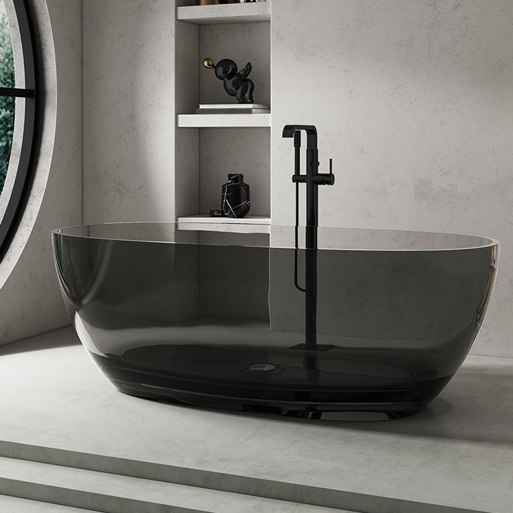 Antique Finish Soaking Bath Tub Stand Alone Modern Oval Bathtub Grey 71"L x 31"W x 22"H Clearhalo 'Bathroom Remodel & Bathroom Fixtures' 'Bathtubs' 'Home Improvement' 'home_improvement' 'home_improvement_bathtubs' 'Showers & Bathtubs' 7174442