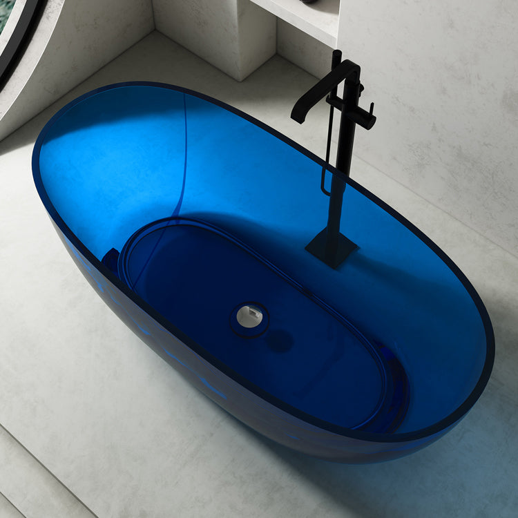 Antique Finish Soaking Bath Tub Stand Alone Modern Oval Bathtub Blue Clearhalo 'Bathroom Remodel & Bathroom Fixtures' 'Bathtubs' 'Home Improvement' 'home_improvement' 'home_improvement_bathtubs' 'Showers & Bathtubs' 7174447