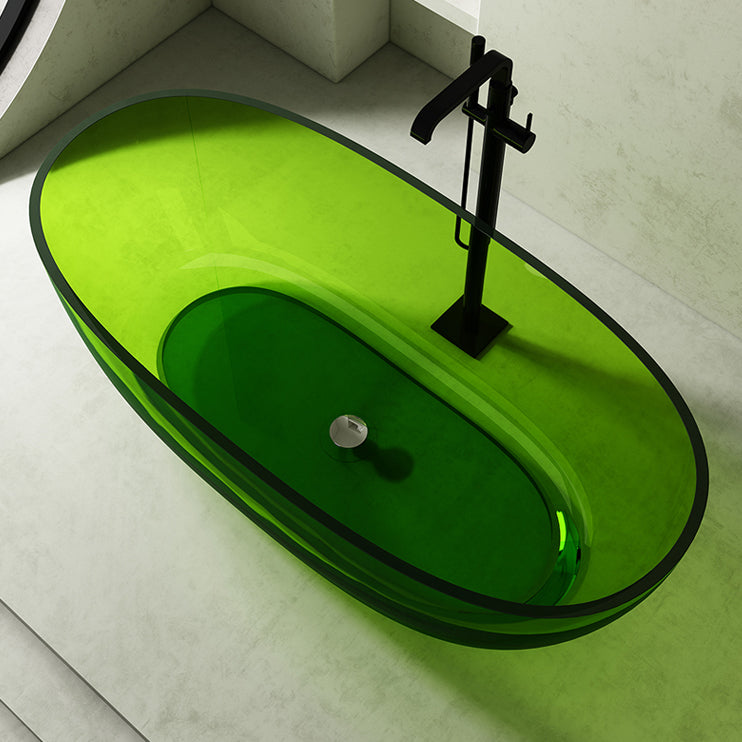 Antique Finish Soaking Bath Tub Stand Alone Modern Oval Bathtub Green Clearhalo 'Bathroom Remodel & Bathroom Fixtures' 'Bathtubs' 'Home Improvement' 'home_improvement' 'home_improvement_bathtubs' 'Showers & Bathtubs' 7174449