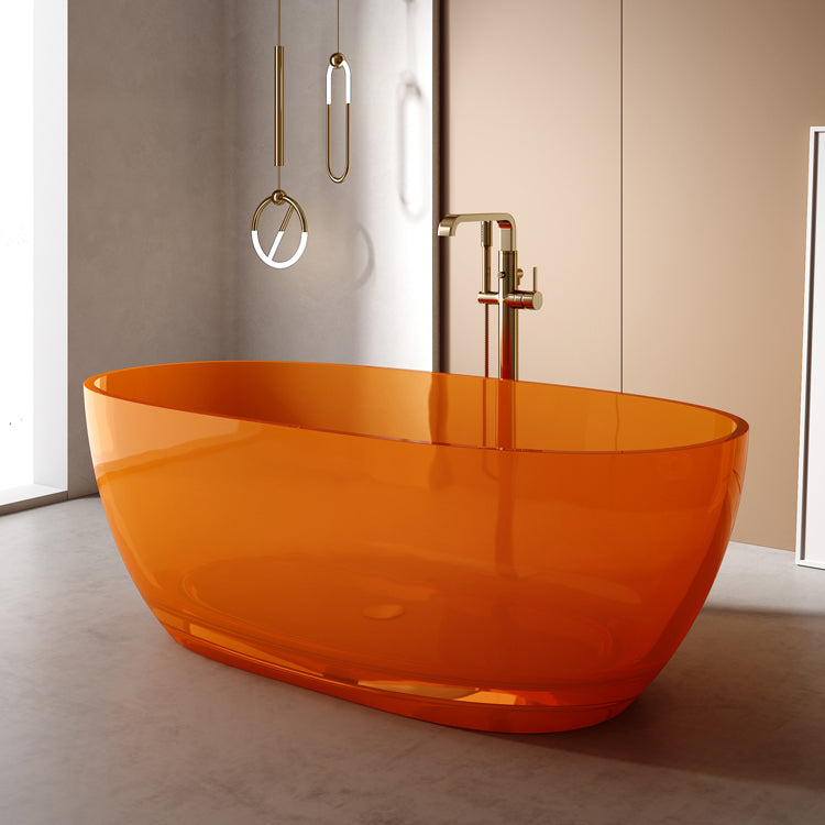 Antique Finish Soaking Bath Tub Stand Alone Modern Oval Bathtub Orange Clearhalo 'Bathroom Remodel & Bathroom Fixtures' 'Bathtubs' 'Home Improvement' 'home_improvement' 'home_improvement_bathtubs' 'Showers & Bathtubs' 7174451