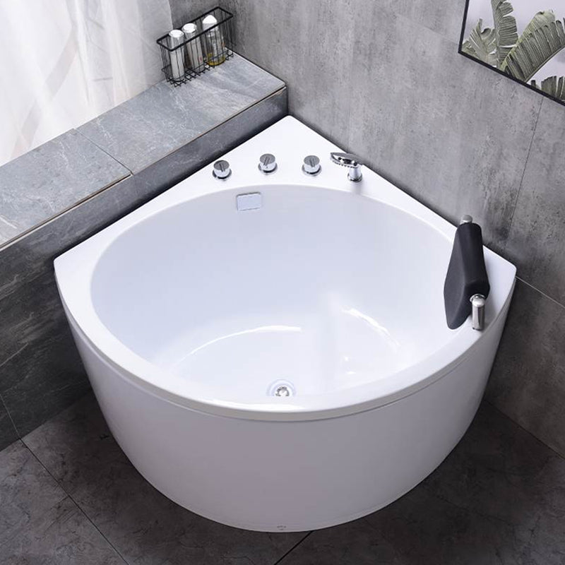 Flat Bottom Soaking Bathtub Antique Finish Corner Modern Bath Tub 36"L x 36"W x 26"H Without Seat Tub with Silver 5-Piece Set and Pillow Clearhalo 'Bathroom Remodel & Bathroom Fixtures' 'Bathtubs' 'Home Improvement' 'home_improvement' 'home_improvement_bathtubs' 'Showers & Bathtubs' 7174467