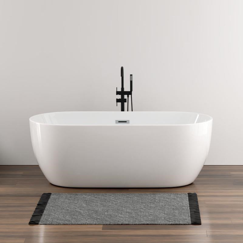 White Stand Alone Bath Modern Oval Soaking Acrylic Back to Wall Bathtub 71"L x 31"W x 24"H Tub with Freestanding Tub Fillers Clearhalo 'Bathroom Remodel & Bathroom Fixtures' 'Bathtubs' 'Home Improvement' 'home_improvement' 'home_improvement_bathtubs' 'Showers & Bathtubs' 7174487