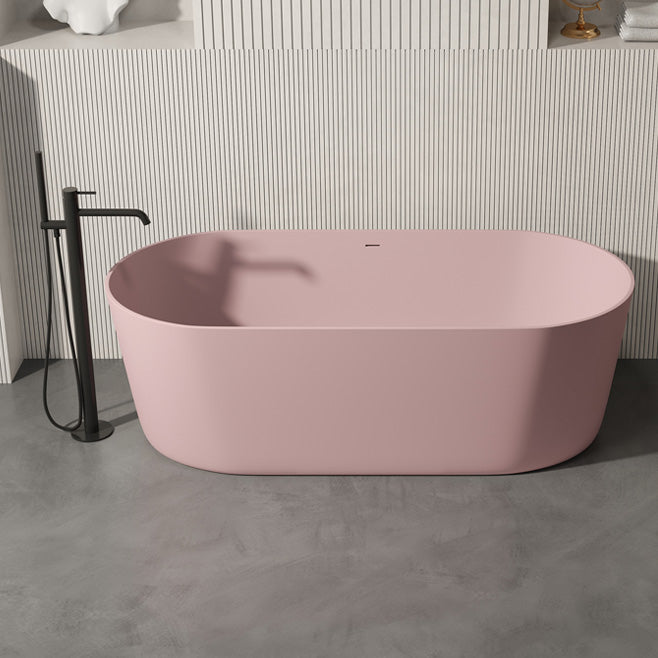 Oval Antique Finish Soaking Bathtub Back to Wall Modern Bath Tub Pink 67"L x 31"W x 23"H Clearhalo 'Bathroom Remodel & Bathroom Fixtures' 'Bathtubs' 'Home Improvement' 'home_improvement' 'home_improvement_bathtubs' 'Showers & Bathtubs' 7174530