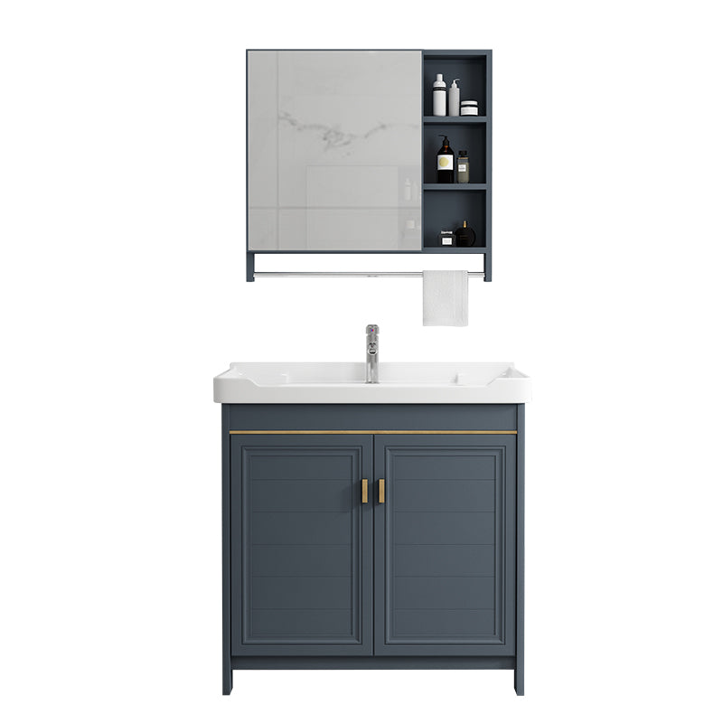 Modern Vanity Set Blue Drawer Ceramic Sink Faucet Vanity with Mirror Clearhalo 'Bathroom Remodel & Bathroom Fixtures' 'Bathroom Vanities' 'bathroom_vanities' 'Home Improvement' 'home_improvement' 'home_improvement_bathroom_vanities' 7174654