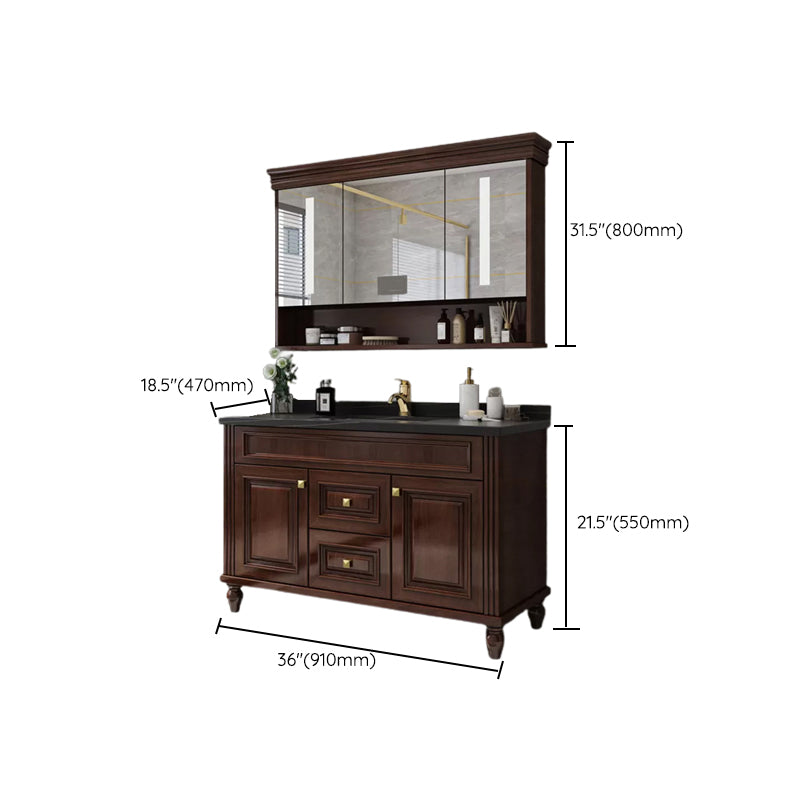 Bathroom Vanity Set Mirror Storage Shelf Ceramic Sink 2 Doors Sink Vanity with Faucet Clearhalo 'Bathroom Remodel & Bathroom Fixtures' 'Bathroom Vanities' 'bathroom_vanities' 'Home Improvement' 'home_improvement' 'home_improvement_bathroom_vanities' 7174703