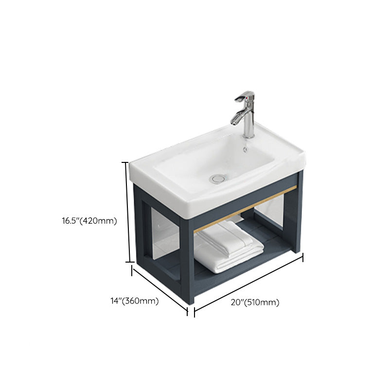 Bathroom Vanity Wall Mounted Storage Shelf Ceramic Sink Faucet Vanity Set with Mirror Clearhalo 'Bathroom Remodel & Bathroom Fixtures' 'Bathroom Vanities' 'bathroom_vanities' 'Home Improvement' 'home_improvement' 'home_improvement_bathroom_vanities' 7174785