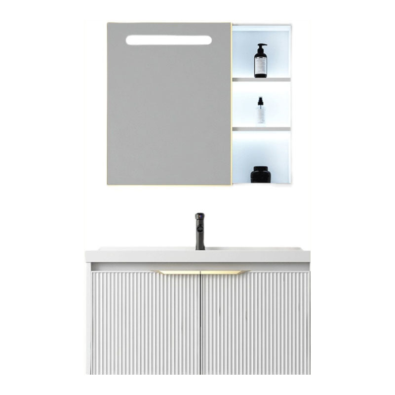 Rectangular White Vanity Single Sink Wall Mount 2 Doors Faucet Metal Frame Mirror Vanity Clearhalo 'Bathroom Remodel & Bathroom Fixtures' 'Bathroom Vanities' 'bathroom_vanities' 'Home Improvement' 'home_improvement' 'home_improvement_bathroom_vanities' 7174886