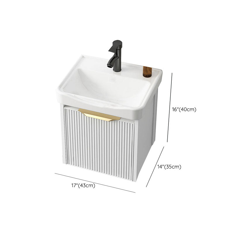 Rectangular White Vanity Single Sink Wall Mount 2 Doors Faucet Metal Frame Mirror Vanity Clearhalo 'Bathroom Remodel & Bathroom Fixtures' 'Bathroom Vanities' 'bathroom_vanities' 'Home Improvement' 'home_improvement' 'home_improvement_bathroom_vanities' 7174911