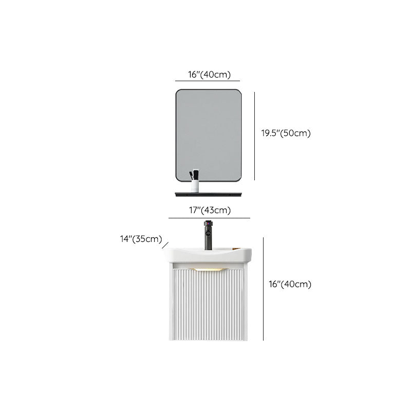 Rectangular White Vanity Single Sink Wall Mount 2 Doors Faucet Metal Frame Mirror Vanity Clearhalo 'Bathroom Remodel & Bathroom Fixtures' 'Bathroom Vanities' 'bathroom_vanities' 'Home Improvement' 'home_improvement' 'home_improvement_bathroom_vanities' 7174918