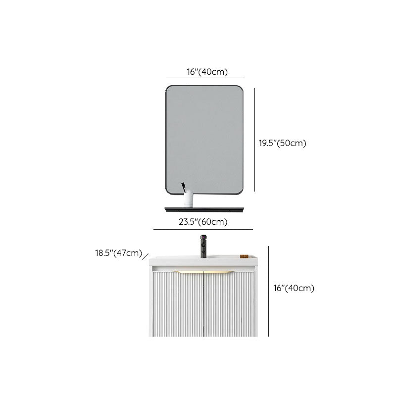 Rectangular White Vanity Single Sink Wall Mount 2 Doors Faucet Metal Frame Mirror Vanity Clearhalo 'Bathroom Remodel & Bathroom Fixtures' 'Bathroom Vanities' 'bathroom_vanities' 'Home Improvement' 'home_improvement' 'home_improvement_bathroom_vanities' 7174920