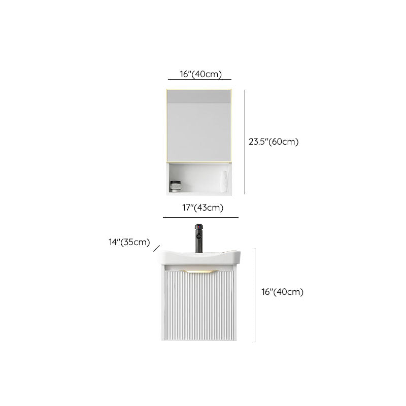 Rectangular White Vanity Single Sink Wall Mount 2 Doors Faucet Metal Frame Mirror Vanity Clearhalo 'Bathroom Remodel & Bathroom Fixtures' 'Bathroom Vanities' 'bathroom_vanities' 'Home Improvement' 'home_improvement' 'home_improvement_bathroom_vanities' 7174923