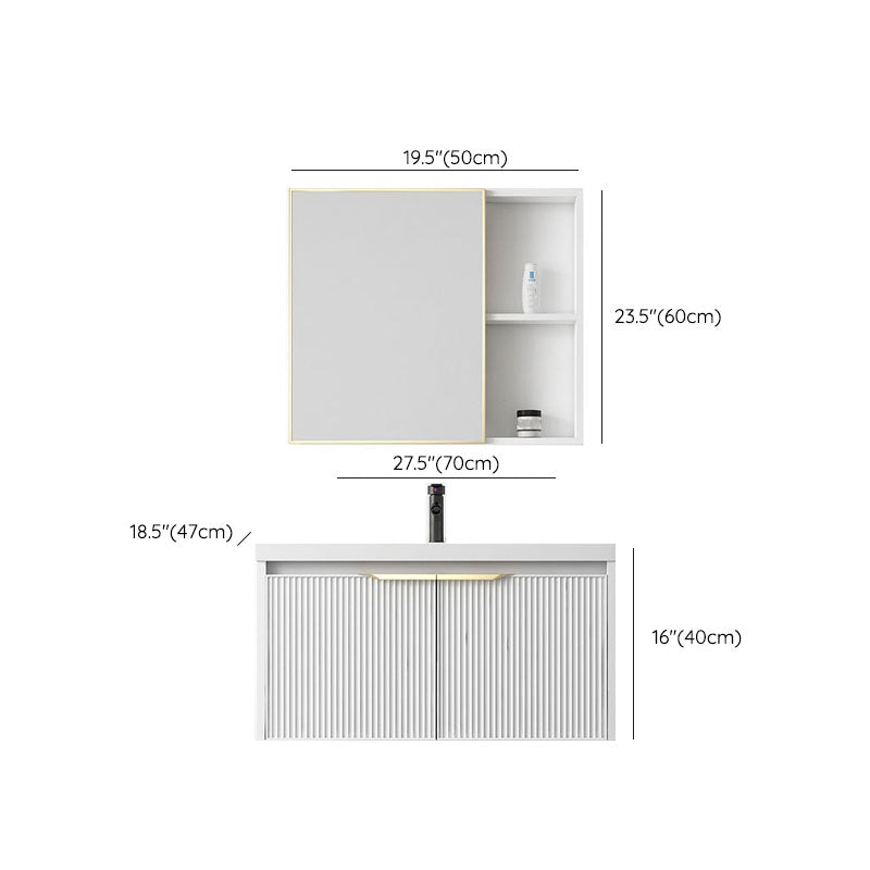 Rectangular White Vanity Single Sink Wall Mount 2 Doors Faucet Metal Frame Mirror Vanity Clearhalo 'Bathroom Remodel & Bathroom Fixtures' 'Bathroom Vanities' 'bathroom_vanities' 'Home Improvement' 'home_improvement' 'home_improvement_bathroom_vanities' 7174926