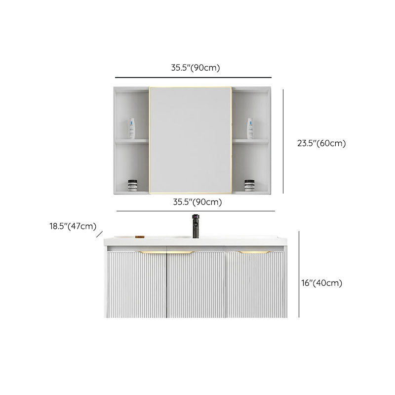 Rectangular White Vanity Single Sink Wall Mount 2 Doors Faucet Metal Frame Mirror Vanity Clearhalo 'Bathroom Remodel & Bathroom Fixtures' 'Bathroom Vanities' 'bathroom_vanities' 'Home Improvement' 'home_improvement' 'home_improvement_bathroom_vanities' 7174928