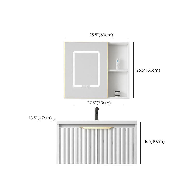 Rectangular White Vanity Single Sink Wall Mount 2 Doors Faucet Metal Frame Mirror Vanity Clearhalo 'Bathroom Remodel & Bathroom Fixtures' 'Bathroom Vanities' 'bathroom_vanities' 'Home Improvement' 'home_improvement' 'home_improvement_bathroom_vanities' 7174931