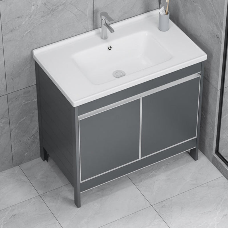 Freestanding Bathroom Vanity Space Aluminum Bathroom Vanity with Sink Clearhalo 'Bathroom Remodel & Bathroom Fixtures' 'Bathroom Vanities' 'bathroom_vanities' 'Home Improvement' 'home_improvement' 'home_improvement_bathroom_vanities' 7174985