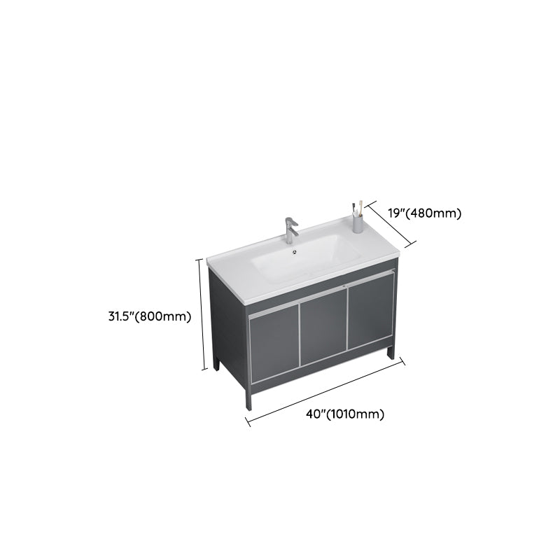 Freestanding Bathroom Vanity Space Aluminum Bathroom Vanity with Sink Clearhalo 'Bathroom Remodel & Bathroom Fixtures' 'Bathroom Vanities' 'bathroom_vanities' 'Home Improvement' 'home_improvement' 'home_improvement_bathroom_vanities' 7175007