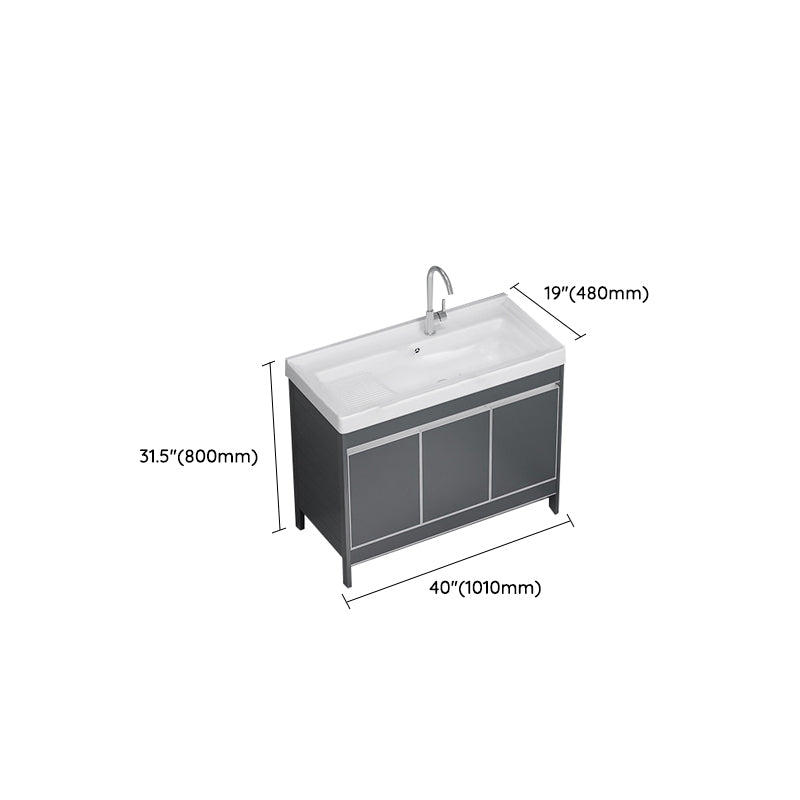 Freestanding Bathroom Vanity Space Aluminum Bathroom Vanity with Sink Clearhalo 'Bathroom Remodel & Bathroom Fixtures' 'Bathroom Vanities' 'bathroom_vanities' 'Home Improvement' 'home_improvement' 'home_improvement_bathroom_vanities' 7175008