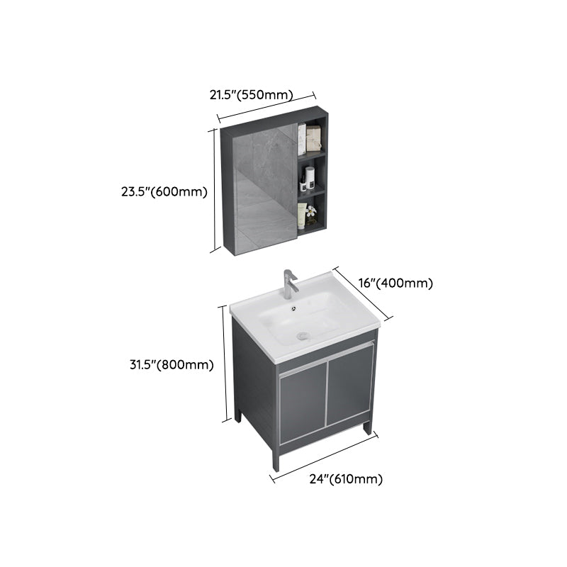 Freestanding Bathroom Vanity Space Aluminum Bathroom Vanity with Sink Clearhalo 'Bathroom Remodel & Bathroom Fixtures' 'Bathroom Vanities' 'bathroom_vanities' 'Home Improvement' 'home_improvement' 'home_improvement_bathroom_vanities' 7175011