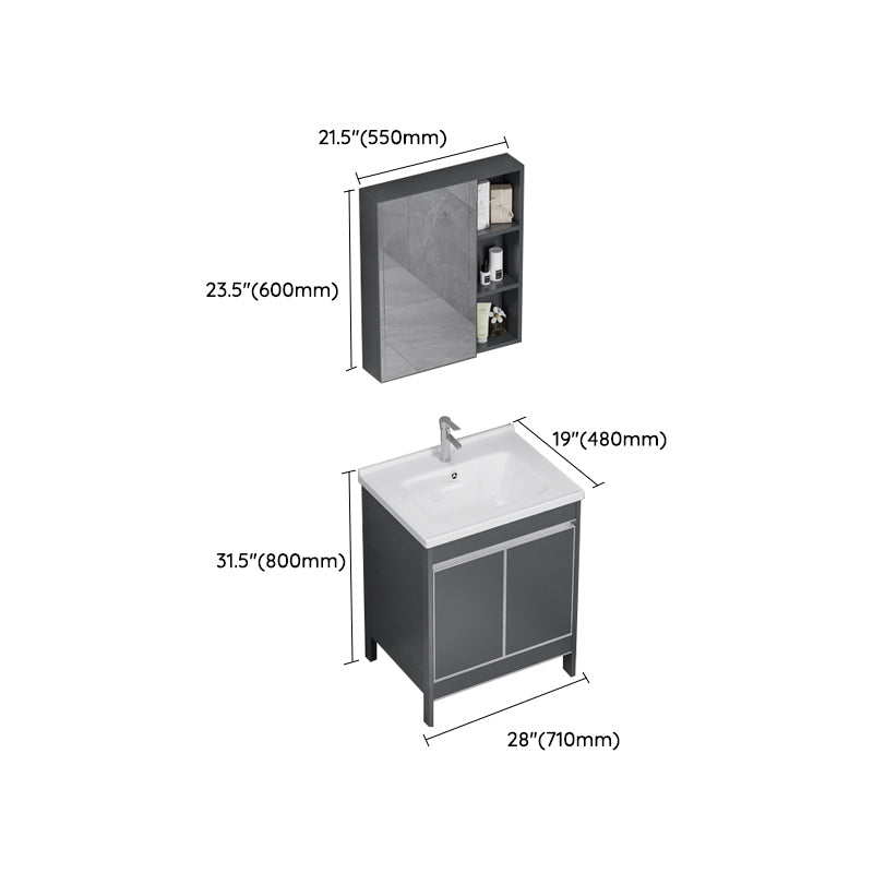 Freestanding Bathroom Vanity Space Aluminum Bathroom Vanity with Sink Clearhalo 'Bathroom Remodel & Bathroom Fixtures' 'Bathroom Vanities' 'bathroom_vanities' 'Home Improvement' 'home_improvement' 'home_improvement_bathroom_vanities' 7175012