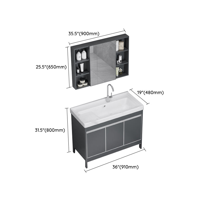 Freestanding Bathroom Vanity Space Aluminum Bathroom Vanity with Sink Clearhalo 'Bathroom Remodel & Bathroom Fixtures' 'Bathroom Vanities' 'bathroom_vanities' 'Home Improvement' 'home_improvement' 'home_improvement_bathroom_vanities' 7175017