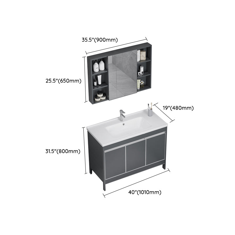 Freestanding Bathroom Vanity Space Aluminum Bathroom Vanity with Sink Clearhalo 'Bathroom Remodel & Bathroom Fixtures' 'Bathroom Vanities' 'bathroom_vanities' 'Home Improvement' 'home_improvement' 'home_improvement_bathroom_vanities' 7175018