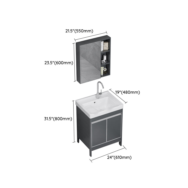 Freestanding Bathroom Vanity Space Aluminum Bathroom Vanity with Sink Clearhalo 'Bathroom Remodel & Bathroom Fixtures' 'Bathroom Vanities' 'bathroom_vanities' 'Home Improvement' 'home_improvement' 'home_improvement_bathroom_vanities' 7175020