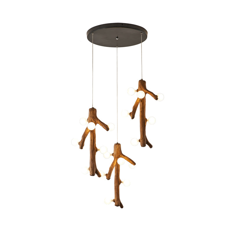 Modernism Branch Resin Multi Ceiling Light 18 Heads Hanging Lighting in Brown with Exposed Bulb Design Clearhalo 'Ceiling Lights' 'Modern Pendants' 'Modern' 'Pendant Lights' 'Pendants' Lighting' 717596