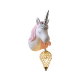 Blue/Pink Teardrop Wall Light Sconce Cartoon 1 Head Crystal Wall Mount Lamp with Unicorn Backplate, Right/Left Clearhalo 'Wall Lamps & Sconces' 'Wall Lights' Lighting' 717607