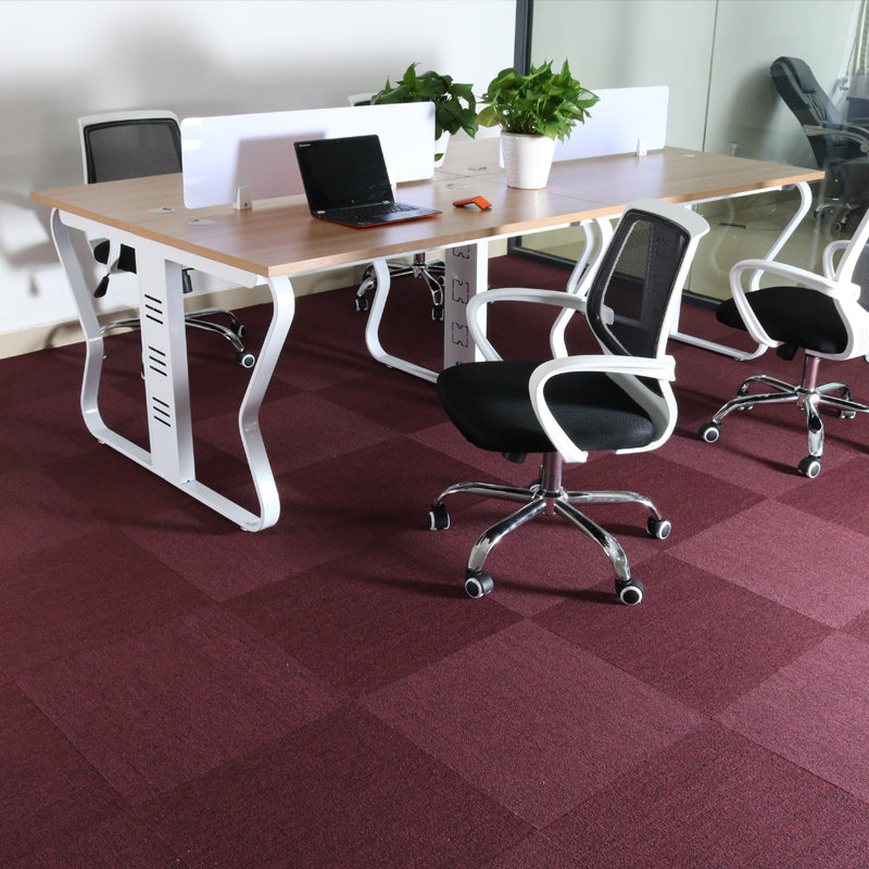 Indoor Carpet Tiles Square Pattern Multi Level Loop Peel and Stick Carpet Tiles Burgundy Clearhalo 'Carpet Tiles & Carpet Squares' 'carpet_tiles_carpet_squares' 'Flooring 'Home Improvement' 'home_improvement' 'home_improvement_carpet_tiles_carpet_squares' Walls and Ceiling' 7182229