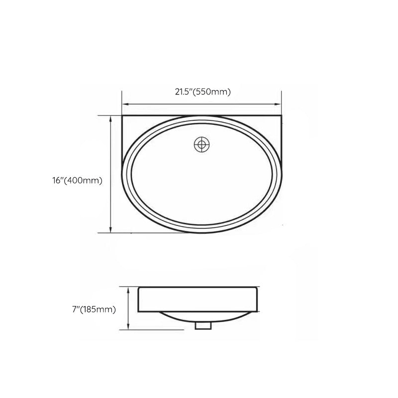 Traditional Undermount Bathroom Sink Porcelain with Overflow Basin Sink(Without Faucet) Clearhalo 'Bathroom Remodel & Bathroom Fixtures' 'Bathroom Sinks & Faucet Components' 'Bathroom Sinks' 'bathroom_sink' 'Home Improvement' 'home_improvement' 'home_improvement_bathroom_sink' 7182682