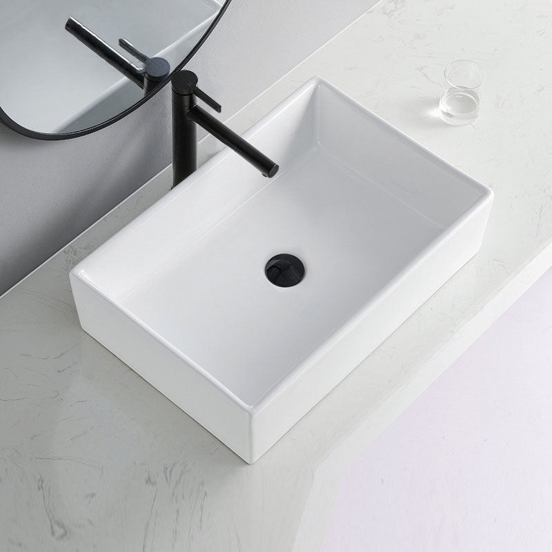 Contemporary Bathroom Sink Porcelain Rectangular Vessel Lavatory Sink Only Clearhalo 'Bathroom Remodel & Bathroom Fixtures' 'Bathroom Sinks & Faucet Components' 'Bathroom Sinks' 'bathroom_sink' 'Home Improvement' 'home_improvement' 'home_improvement_bathroom_sink' 7182761