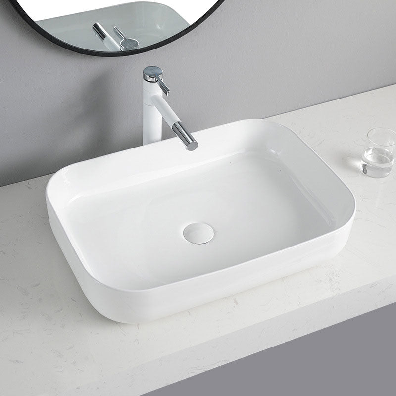 Contemporary Bathroom Sink Porcelain Rectangular Vessel Lavatory Sink Only Clearhalo 'Bathroom Remodel & Bathroom Fixtures' 'Bathroom Sinks & Faucet Components' 'Bathroom Sinks' 'bathroom_sink' 'Home Improvement' 'home_improvement' 'home_improvement_bathroom_sink' 7182764