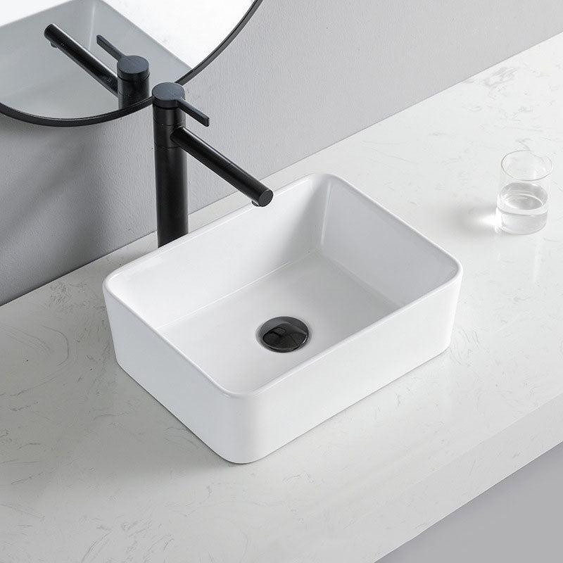 Contemporary Bathroom Sink Porcelain Rectangular Vessel Lavatory Sink Only Clearhalo 'Bathroom Remodel & Bathroom Fixtures' 'Bathroom Sinks & Faucet Components' 'Bathroom Sinks' 'bathroom_sink' 'Home Improvement' 'home_improvement' 'home_improvement_bathroom_sink' 7182766