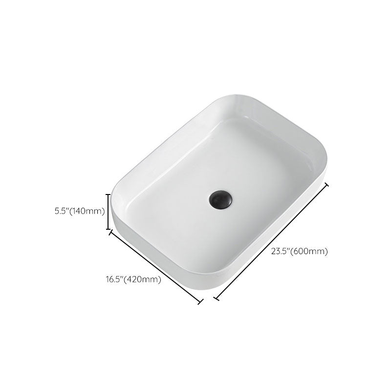 Contemporary Bathroom Sink Porcelain Rectangular Vessel Lavatory Sink Only Clearhalo 'Bathroom Remodel & Bathroom Fixtures' 'Bathroom Sinks & Faucet Components' 'Bathroom Sinks' 'bathroom_sink' 'Home Improvement' 'home_improvement' 'home_improvement_bathroom_sink' 7182774