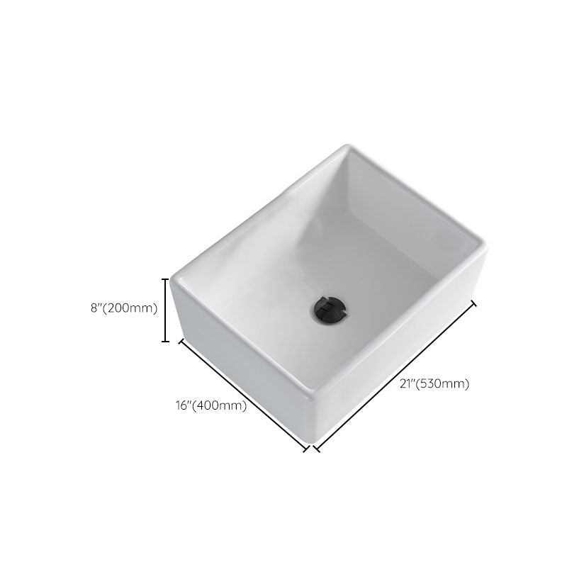 Contemporary Bathroom Sink Porcelain Rectangular Vessel Lavatory Sink Only Clearhalo 'Bathroom Remodel & Bathroom Fixtures' 'Bathroom Sinks & Faucet Components' 'Bathroom Sinks' 'bathroom_sink' 'Home Improvement' 'home_improvement' 'home_improvement_bathroom_sink' 7182775