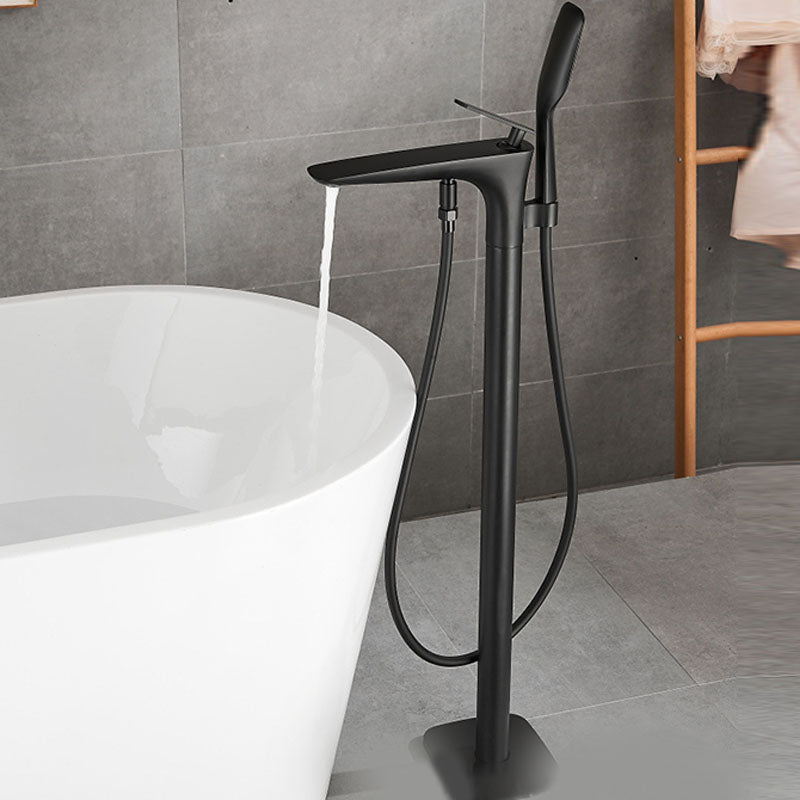 Modern Free-standing Faucet Bathtub Handheld Shower Head Faucet Black Hand Shower Included Clearhalo 'Bathroom Remodel & Bathroom Fixtures' 'Bathtub Faucets' 'bathtub_faucets' 'Home Improvement' 'home_improvement' 'home_improvement_bathtub_faucets' 7182777