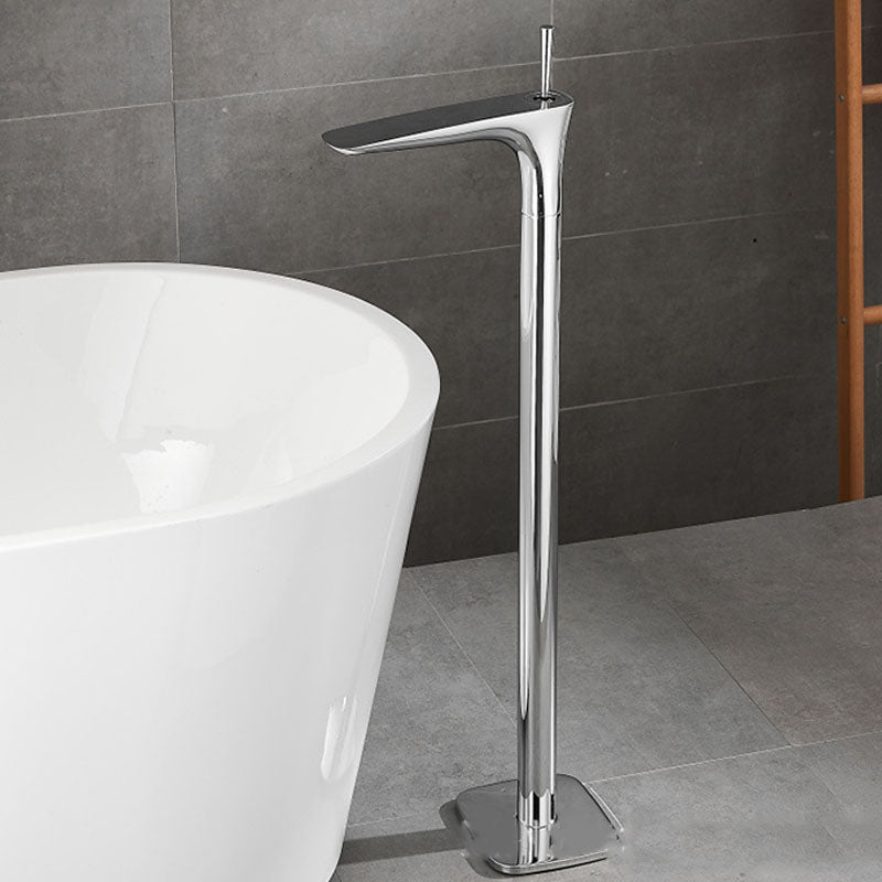 Modern Free-standing Faucet Bathtub Handheld Shower Head Faucet Nickel Hand Shower Not Included Clearhalo 'Bathroom Remodel & Bathroom Fixtures' 'Bathtub Faucets' 'bathtub_faucets' 'Home Improvement' 'home_improvement' 'home_improvement_bathtub_faucets' 7182786