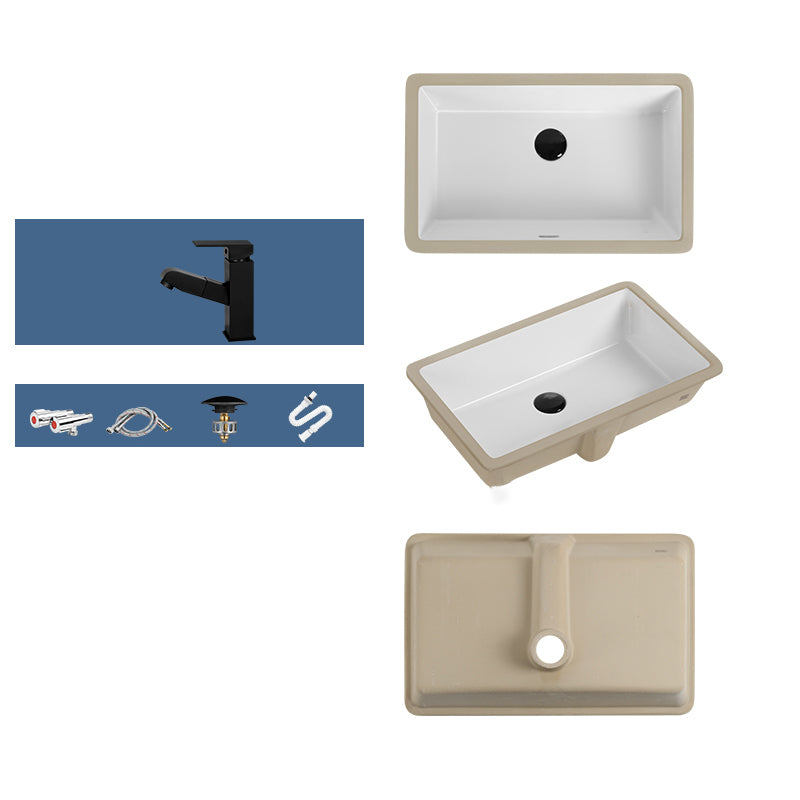 Rectangular Bathroom Sink in White with Overflow Porcelain Undermount Sink 22"L x 14"W x 8"H Sink with Faucet Clearhalo 'Bathroom Remodel & Bathroom Fixtures' 'Bathroom Sinks & Faucet Components' 'Bathroom Sinks' 'bathroom_sink' 'Home Improvement' 'home_improvement' 'home_improvement_bathroom_sink' 7183120