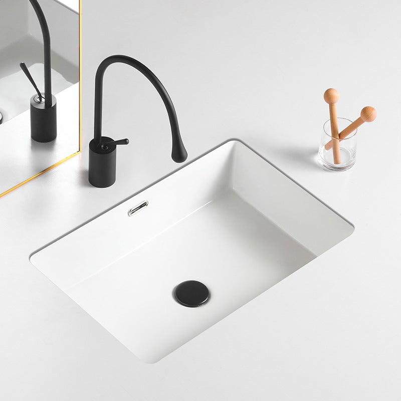 Contemporary Bathroom Sink with Pop-Up Drain Porcelain Rectangular Undermount Vanity Sink Clearhalo 'Bathroom Remodel & Bathroom Fixtures' 'Bathroom Sinks & Faucet Components' 'Bathroom Sinks' 'bathroom_sink' 'Home Improvement' 'home_improvement' 'home_improvement_bathroom_sink' 7183171