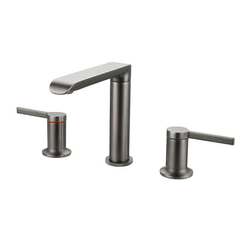 Modern Brass Tub Faucet with 2 Handles Deck Mount Bathroom Faucet Gun Grey Lever Handles Clearhalo 'Bathroom Remodel & Bathroom Fixtures' 'Bathtub Faucets' 'bathtub_faucets' 'Home Improvement' 'home_improvement' 'home_improvement_bathtub_faucets' 7183418