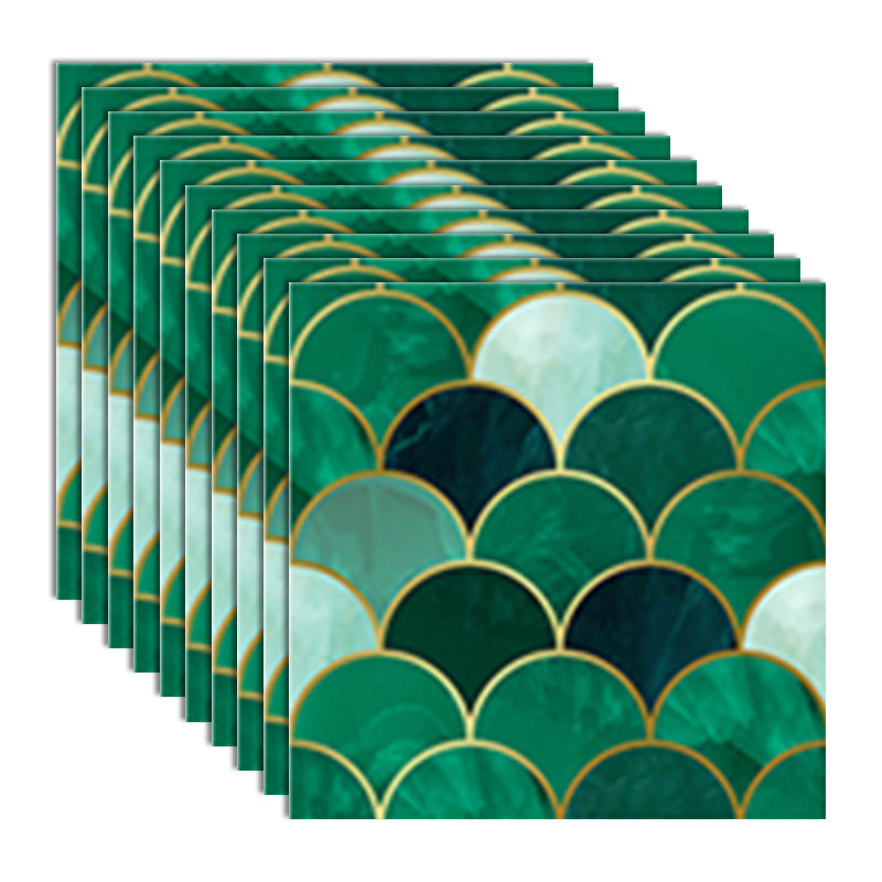Plastic Peel and Stick Tiles Contemporary Peel and Stick Tiles Green 10-Piece Set Clearhalo 'Flooring 'Home Improvement' 'home_improvement' 'home_improvement_peel_stick_blacksplash' 'Peel & Stick Backsplash Tile' 'peel_stick_blacksplash' 'Walls & Ceilings' Walls and Ceiling' 7183781