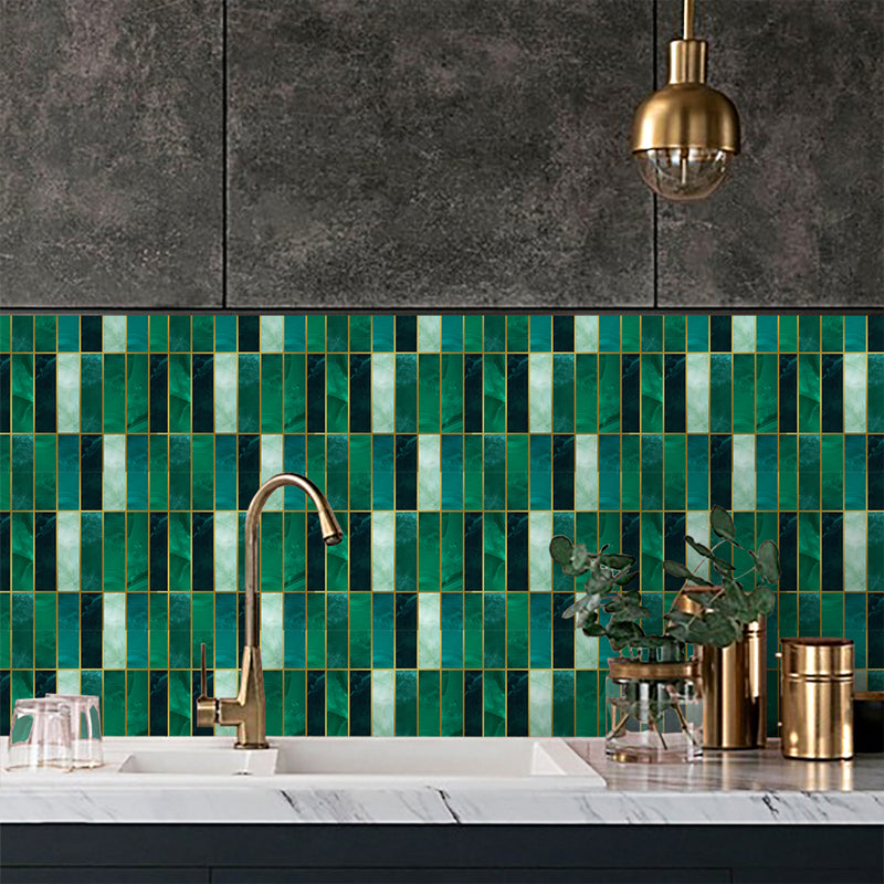 Plastic Peel and Stick Tiles Contemporary Peel and Stick Tiles Dark Green 8"L x 8"W 10-Piece Set Clearhalo 'Flooring 'Home Improvement' 'home_improvement' 'home_improvement_peel_stick_blacksplash' 'Peel & Stick Backsplash Tile' 'peel_stick_blacksplash' 'Walls & Ceilings' Walls and Ceiling' 7183785