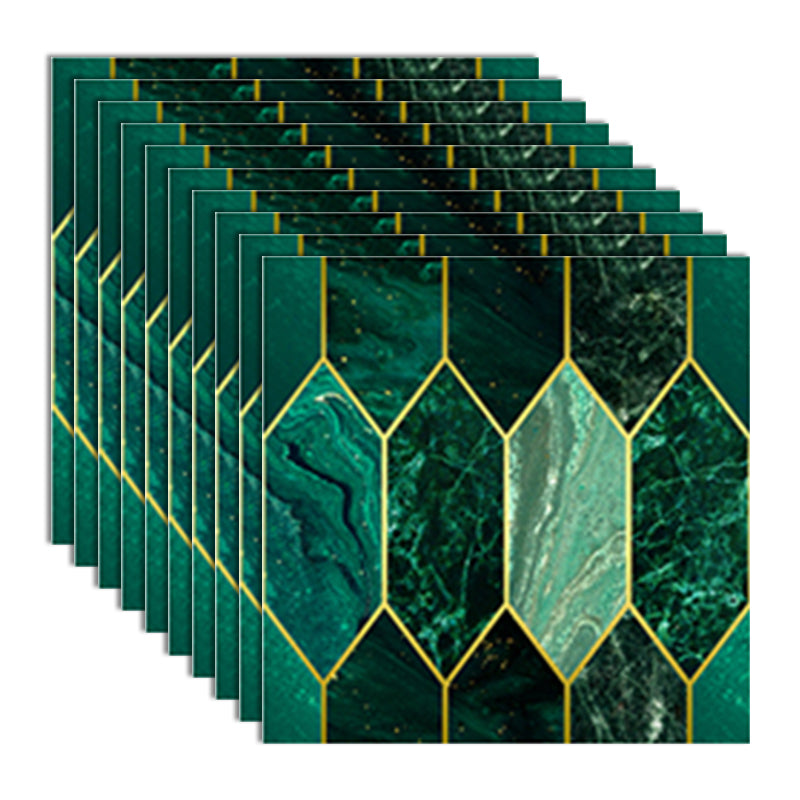 Plastic Peel and Stick Tiles Contemporary Peel and Stick Tiles Peacock Green 10-Piece Set Clearhalo 'Flooring 'Home Improvement' 'home_improvement' 'home_improvement_peel_stick_blacksplash' 'Peel & Stick Backsplash Tile' 'peel_stick_blacksplash' 'Walls & Ceilings' Walls and Ceiling' 7183791