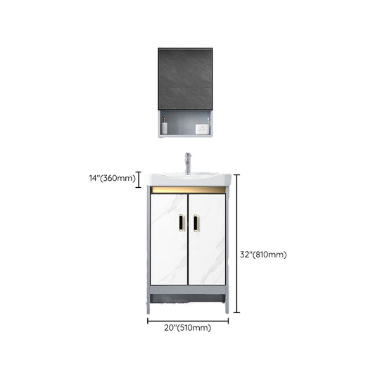 Ceramic Top Bathroom Vanity White Rectangle Single Sink Freestanding Mirror Vanity Set Clearhalo 'Bathroom Remodel & Bathroom Fixtures' 'Bathroom Vanities' 'bathroom_vanities' 'Home Improvement' 'home_improvement' 'home_improvement_bathroom_vanities' 7184600