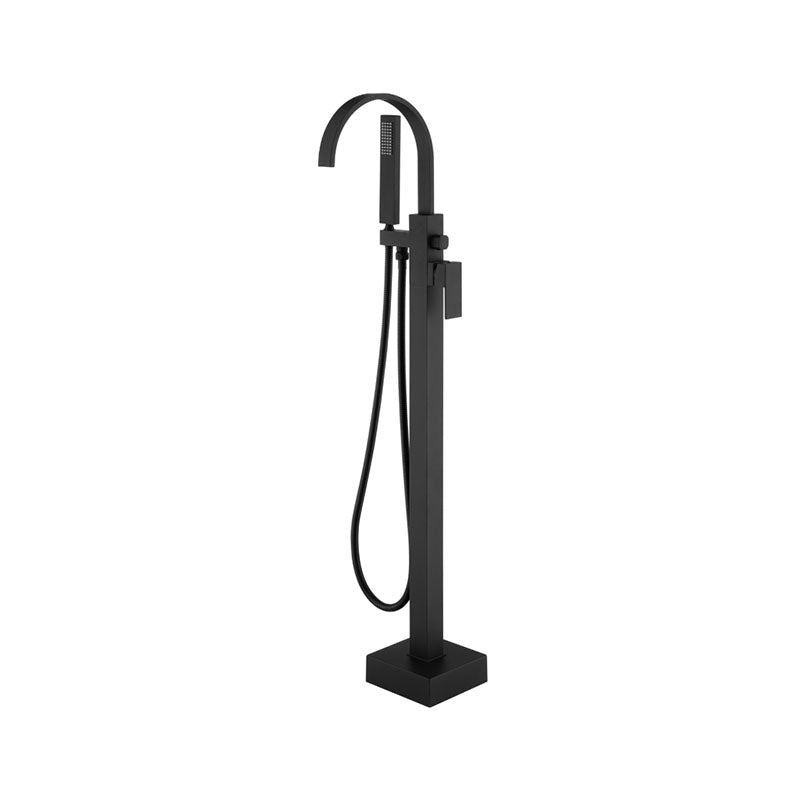 Modern Faucet Free Standing Rod Handle Tube Handheld Shower Head Bathtub Faucet Matte Black Gooseneck Clearhalo 'Bathroom Remodel & Bathroom Fixtures' 'Bathtub Faucets' 'bathtub_faucets' 'Home Improvement' 'home_improvement' 'home_improvement_bathtub_faucets' 7184701