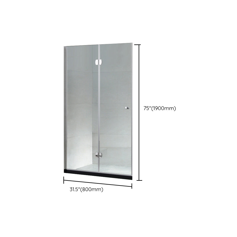 Semi Frameless Tempered Glass Shower Screen Folding Shower Door Clearhalo 'Bathroom Remodel & Bathroom Fixtures' 'Home Improvement' 'home_improvement' 'home_improvement_shower_tub_doors' 'Shower and Tub Doors' 'shower_tub_doors' 'Showers & Bathtubs' 7187946