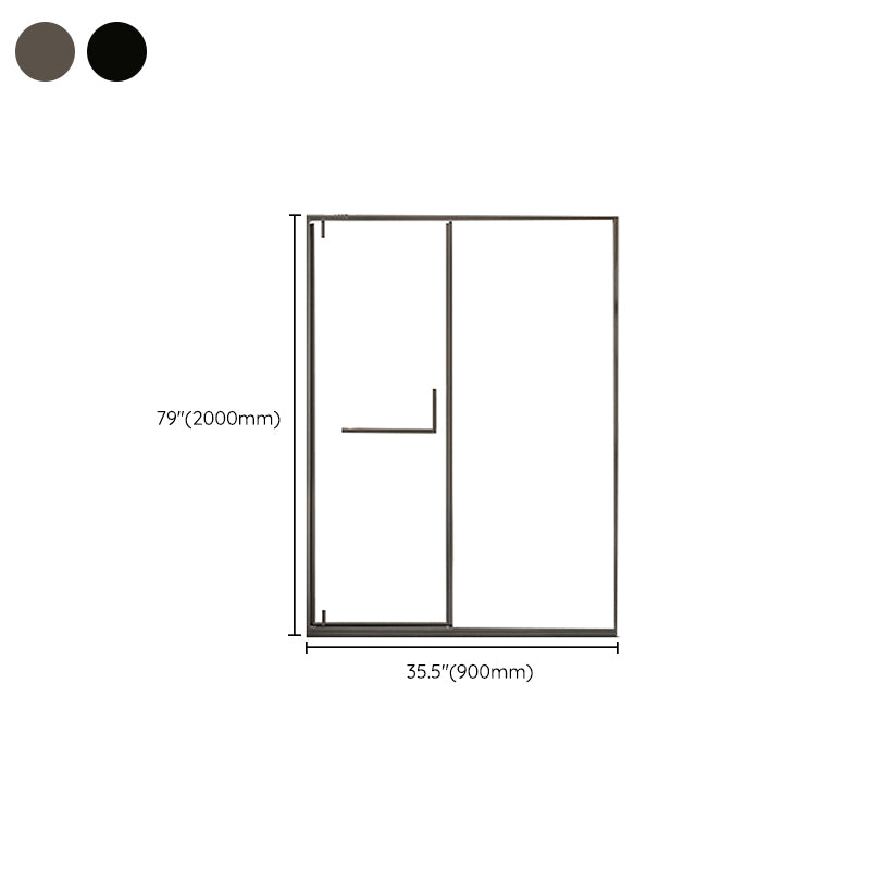 Narrow Edge Full Frame Pivot Shower Door Tempered Glass Shower Door Clearhalo 'Bathroom Remodel & Bathroom Fixtures' 'Home Improvement' 'home_improvement' 'home_improvement_shower_tub_doors' 'Shower and Tub Doors' 'shower_tub_doors' 'Showers & Bathtubs' 7188375