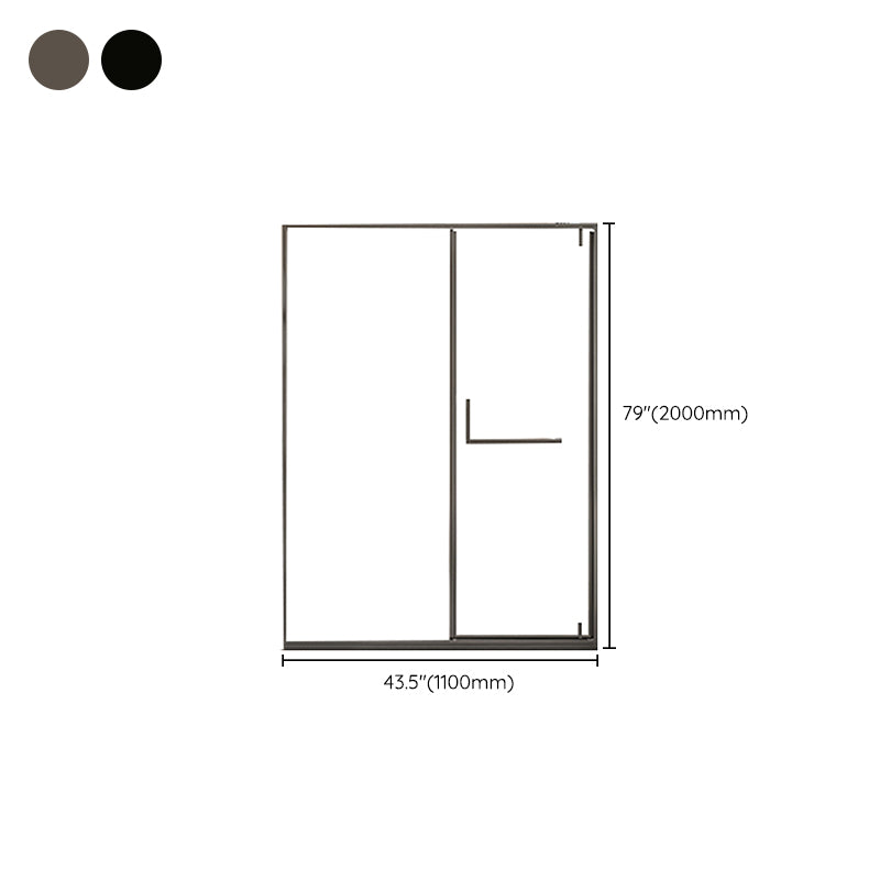 Narrow Edge Full Frame Pivot Shower Door Tempered Glass Shower Door Clearhalo 'Bathroom Remodel & Bathroom Fixtures' 'Home Improvement' 'home_improvement' 'home_improvement_shower_tub_doors' 'Shower and Tub Doors' 'shower_tub_doors' 'Showers & Bathtubs' 7188380