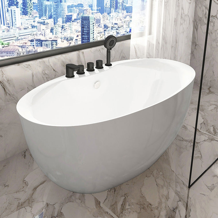 Antique Finish Soaking Bathtub Back to Wall Modern Oval Bath Tub Clearhalo 'Bathroom Remodel & Bathroom Fixtures' 'Bathtubs' 'Home Improvement' 'home_improvement' 'home_improvement_bathtubs' 'Showers & Bathtubs' 7194720